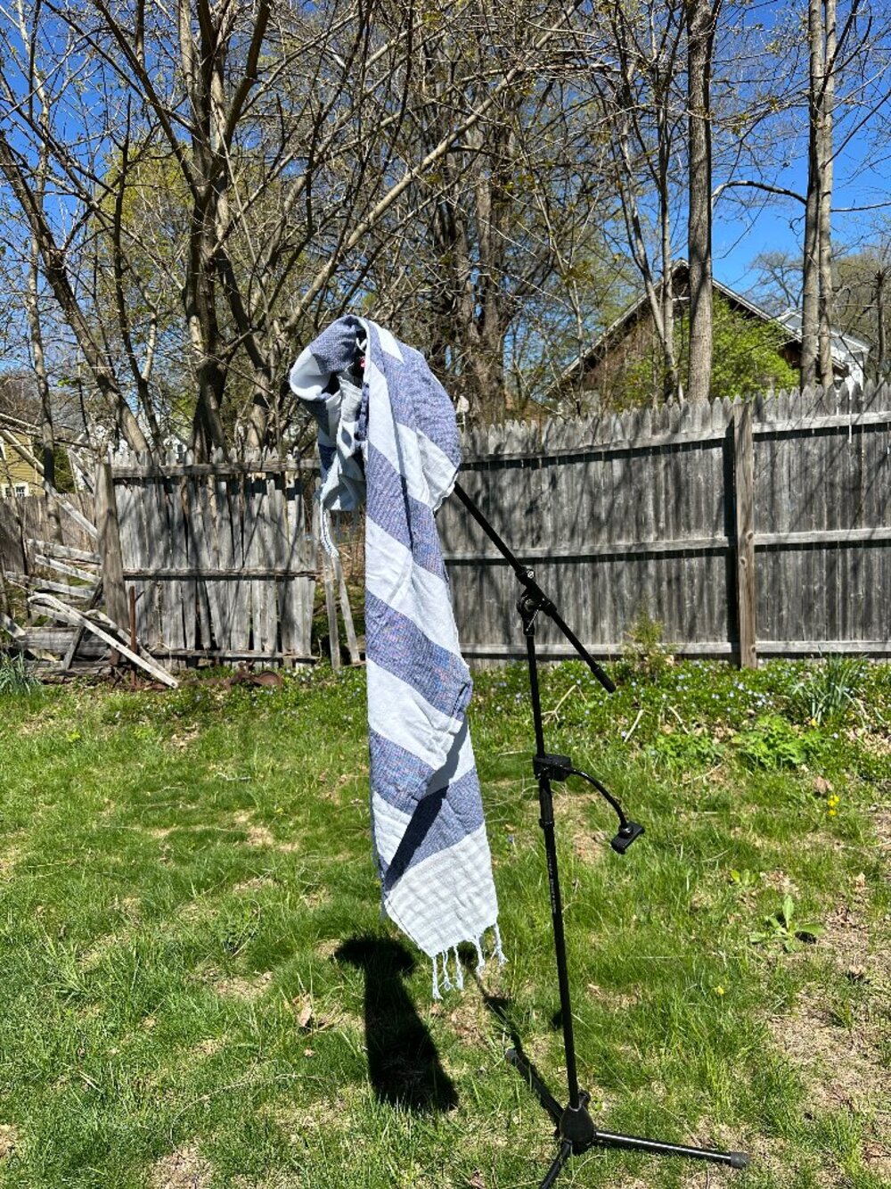 Versatile Turkish Cotton Beach Towel –Blue and White Stripe– Sand-Free Essential